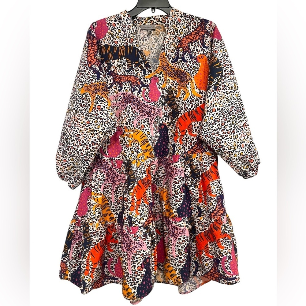 Anthropologie Conditions Apply Animal Tiered Mini Dress